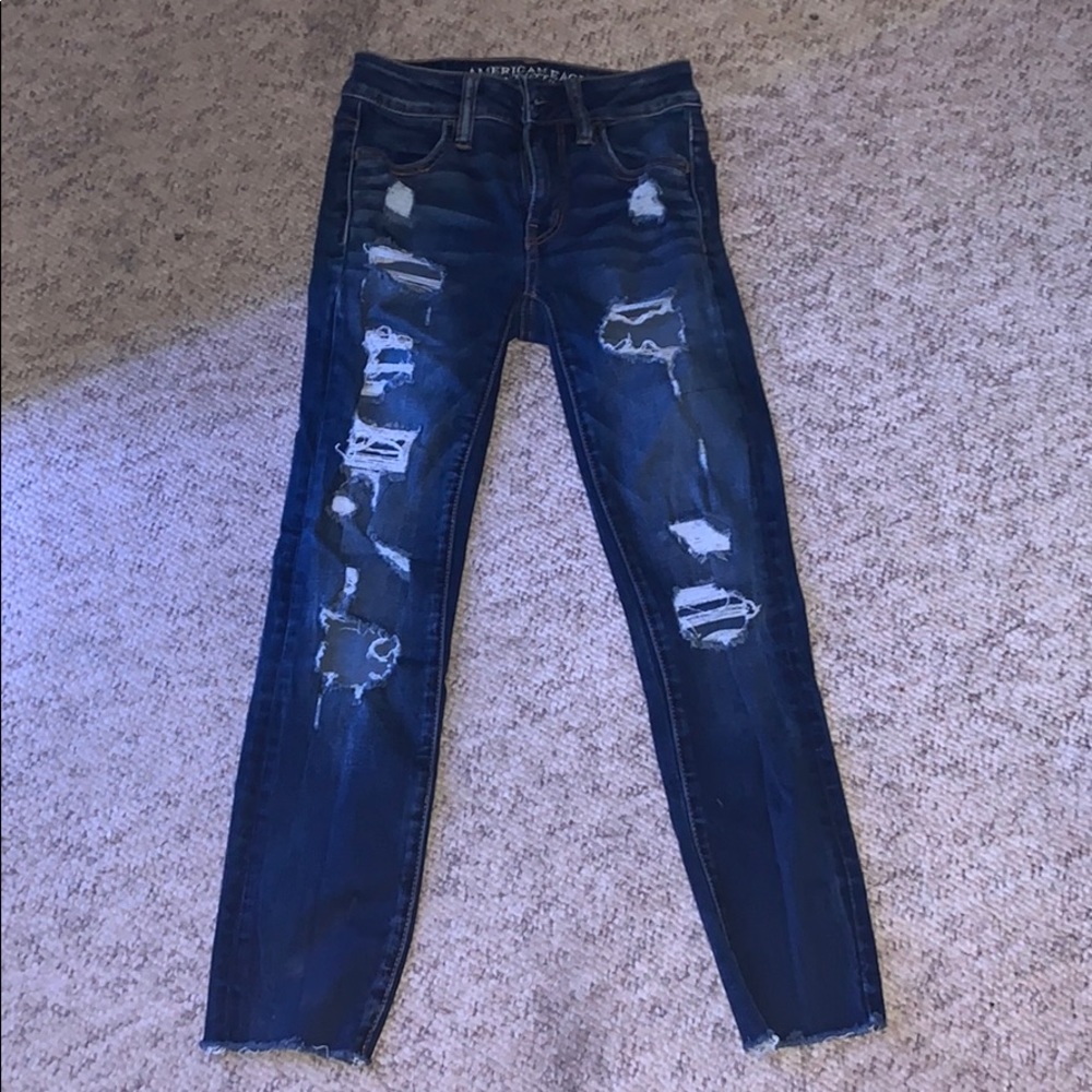 •double zero womens •Ripped, dark blue